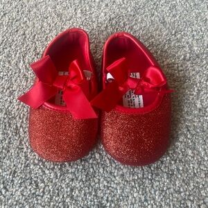 Sparkly Red Baby Shoes with Bows